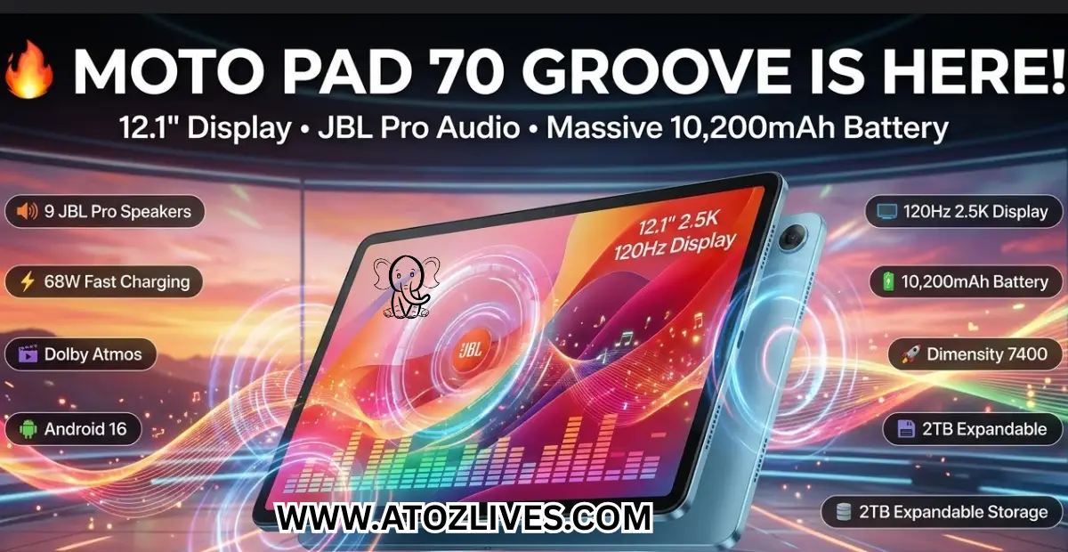 You are currently viewing Motorola Moto Pad 70 Groove Debuts With 12.1-Inch 120Hz Display, JBL Pro Speaker System and 10,200mAh Battery