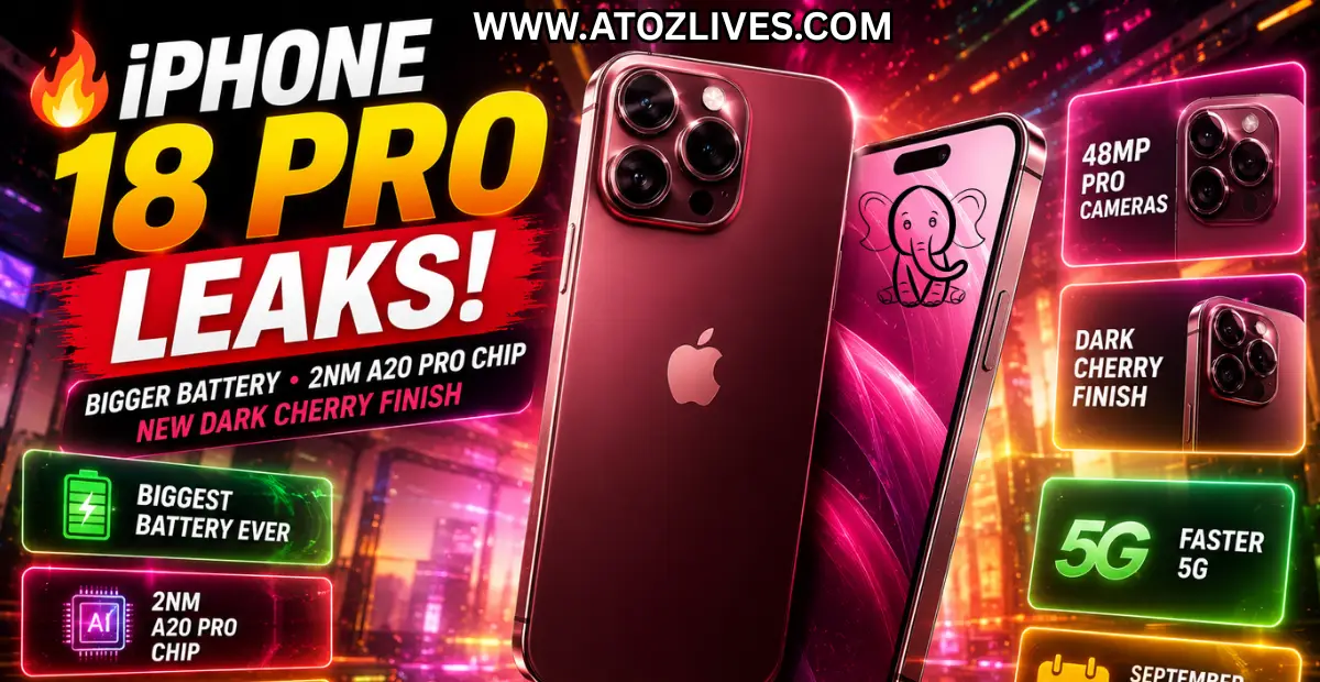 You are currently viewing iPhone 18 Pro Leaks Hint at Bigger Battery, 2nm Chip and New Dark Cherry Finish
