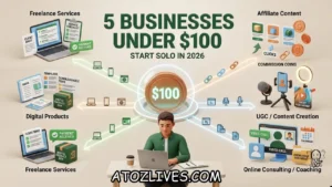 Read more about the article 5 One-Person Online Businesses You Can Start With Less Than $100 in 2026